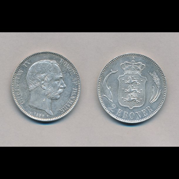 1899, 2 kroner, s�lvm�nt, 1+,