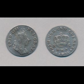 1701, Frederik IV, 8 skilling, 1+, paryk-skilling,