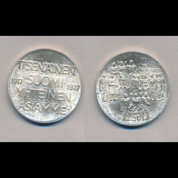 1977, Finland, 10 markkaa, 1917 - 1977 60 �ret for uafh�ngighed,