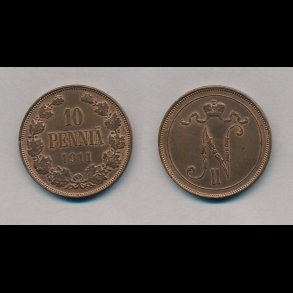 1911, Finland, 10 pennia, 01,