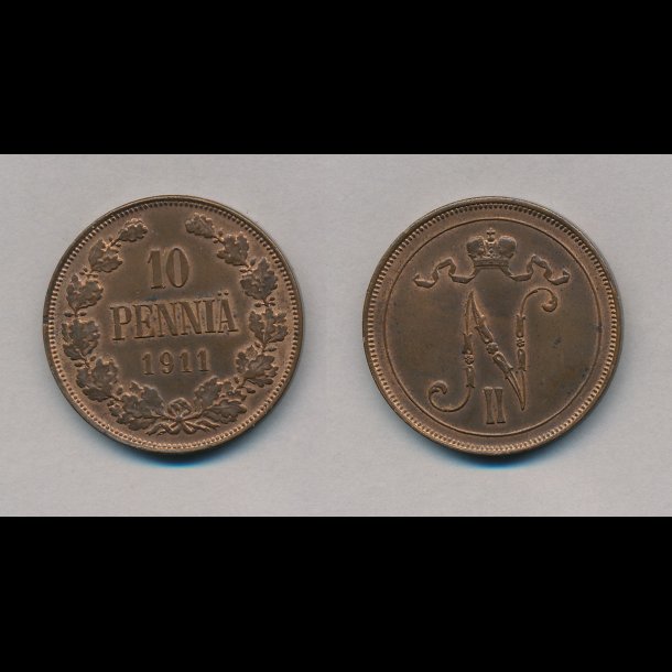 1911, Finland, 10 pennia, 01,