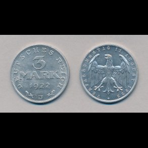 1922, Tyskland, 3 mark, J,