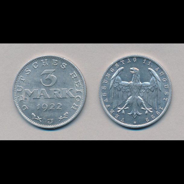 1922, Tyskland, 3 mark, J,