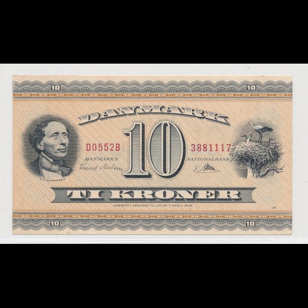1955, 10 kroner, seddel, D0,
