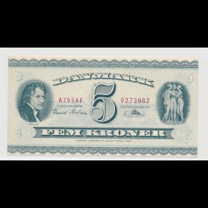 1955, 5 kroner, seddel, A7,