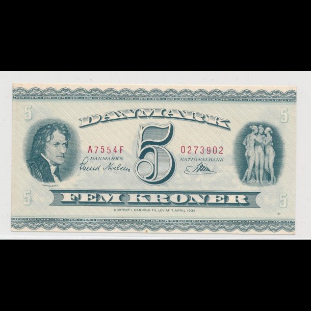 1955, 5 kroner, seddel, A7,