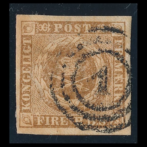 .1 Danmark, 1852, 4 rigsbank skilling, Thieles tryk I, stemplet 1,