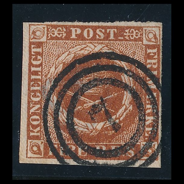 .1 Danmark, 1852, 4 rigsbank skilling, Thieles IV tryk, stemplet 7, IV-95,