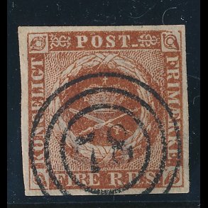 .1 Danmark, 1854, 4 rigsbank skilling, Thieles IIIe. tryk, stemplet 78,