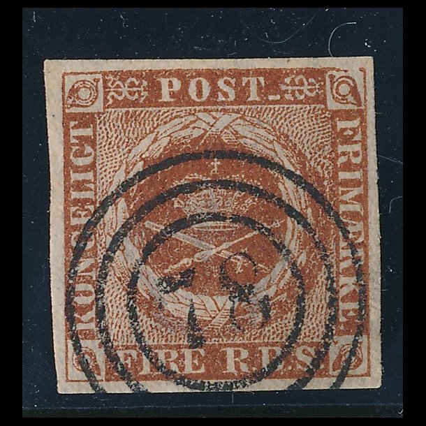 .1 Danmark, 1854, 4 rigsbank skilling, Thieles IIIe. tryk, stemplet 78,