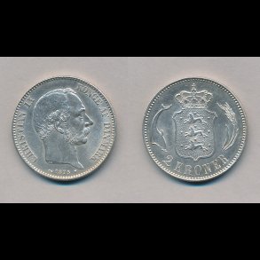 1875, 2 krone, s�lvm�nt, 0 / 01,