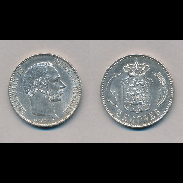 1875, 2 krone, s�lvm�nt, 0 / 01,