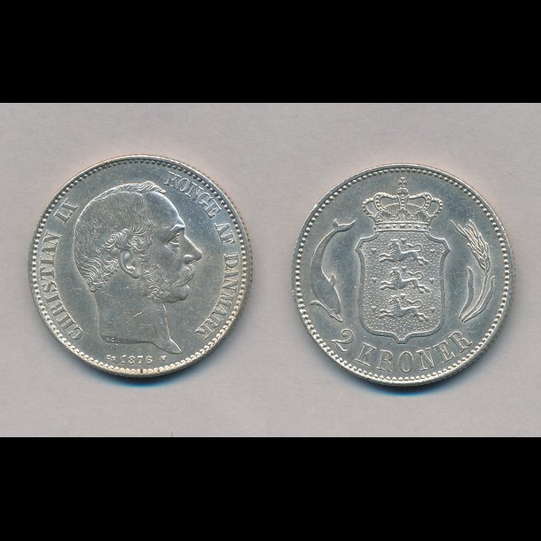 1876, 2 kroner, s�lvm�nt, 01,