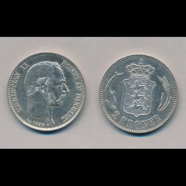 1899, 2 kroner, s�lvm�nt, 01, pudset,