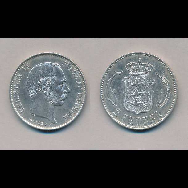 1897, 2 kroner, s�lvm�nt, 01 / 0,
