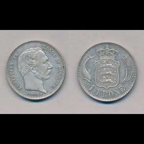 1875, 1 krone, s�lvm�nt, 1++,