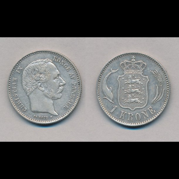 1875, 1 krone, s�lvm�nt, 1++,