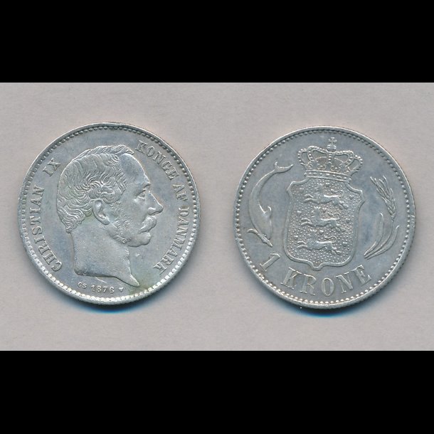 1876, 1 krone, 1+, s�lvm�nt, 