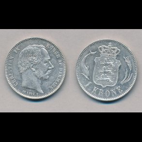 1892, 1 krone, s�lvm�nt, 01,