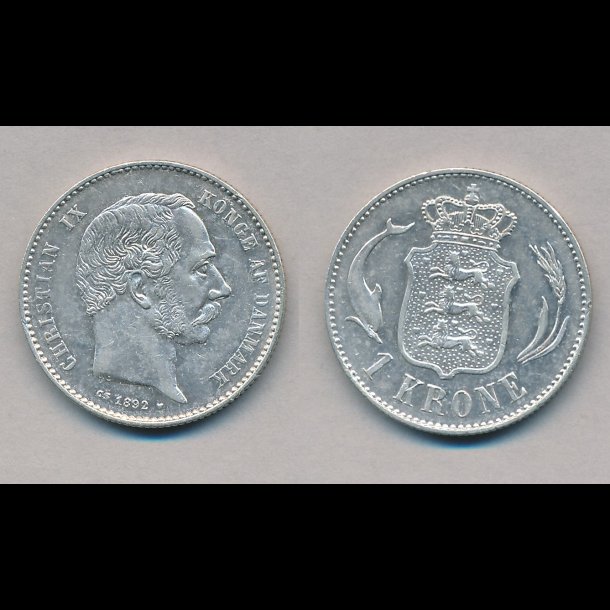 1892, 1 krone, s�lvm�nt, 01,