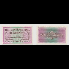 1940, F�r�erne, 10 kroner, nr 838667 C,  0/ 01, Krause 11,