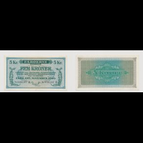 1940, F�r�erne, 5 kroner, nr 030187, 0 / 01, Krause 10,