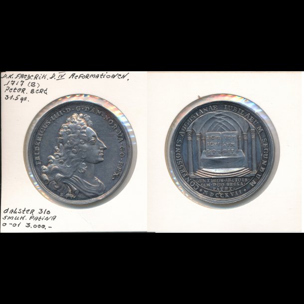 1717, Frederik IV, Reformationen, s�lv medalje, G 310, 31,5 gr, smuk patina,
