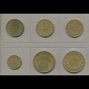 Types�t, gule �, 1 og 2 kroner, 6 forskellige (0120), NEDSAT fra 78,-kr