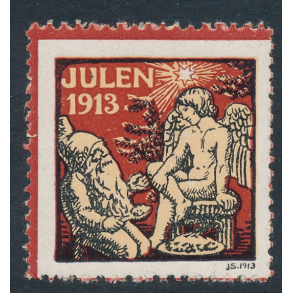 1913, Julemrke, Danmark, Juleengel og nisse, enkelt mrke
