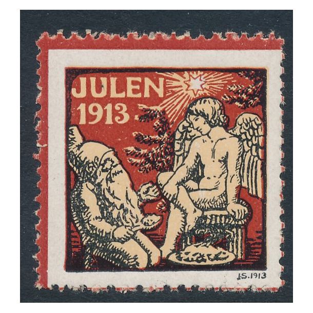 1913, Julemrke, Danmark, Juleengel og nisse, enkelt mrke
