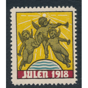 1918, Julemrke, Danmark, Engle blser basun, enkelt mrke,