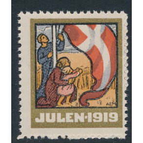 1919, Julemrke, Danmark,  Dannebrog hejses, enkelt mrke,