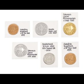 Mntholdere, Rebeck Coin L, 10 pakker a 25 stk, med skrivefelt, 50 x 75 mm, restlager,