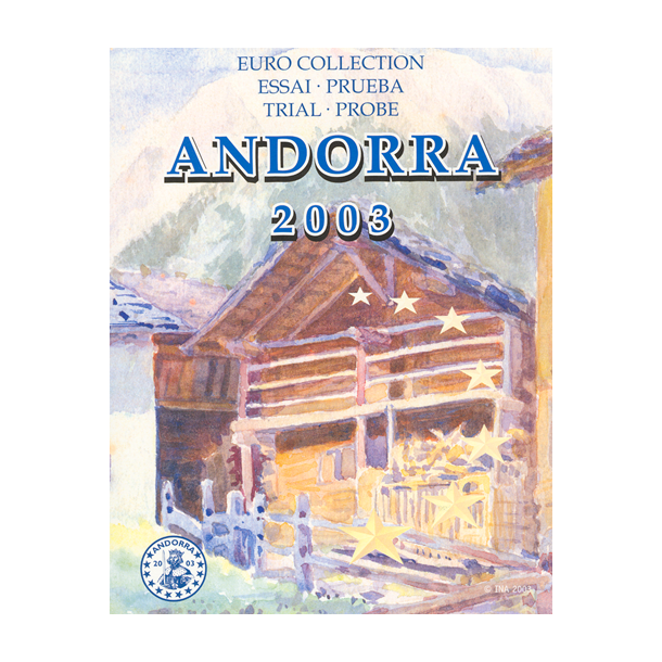 2003, Andorra, prve euro st, 1,2,5,10,20,50 cent, 1,2 euro, Nedsat fra 175,-kr