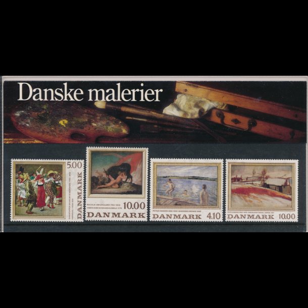 01, Danske malerier, Souvenirmappe, NEDSAT fra 60,-kr, AFA nr. 816-17 og 921-22,