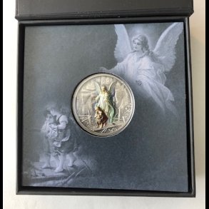 2023, Cook Island, Guardian Angle coin, 5 dollars, Skytsengel lykkemnt, frste udgave, 1oz, NEDSAT,