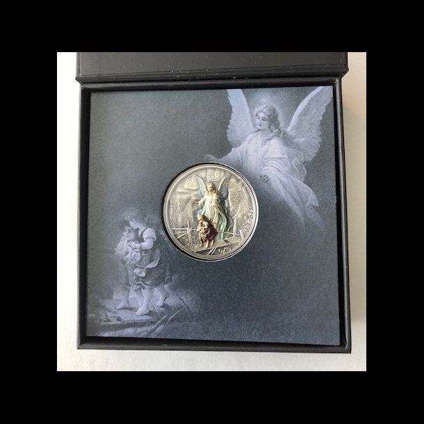 2023, Cook Island, Guardian Angle coin, 5 dollars, Skytsengel lykkemnt, frste udgave, 1oz, 