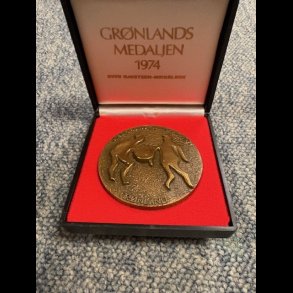 1974, Grnlands medaljen, Sven Havsteen-Mikkelsen, original ske medflger,