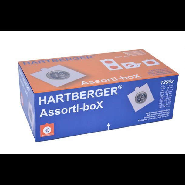 Hartberger mntholdere, boks m/ 1200, selvklbende Dansk mix, format 50x50mm 818323