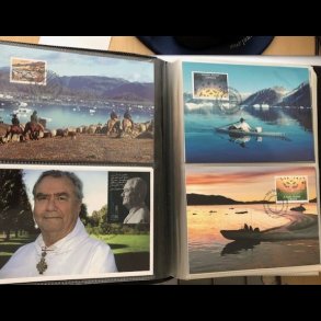 Mappe med stemplede Grnlandske max kort, 2014, vrdi ca 260,-kr, 5041,