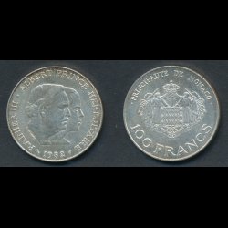 1982, Monaco, Rainier III, 100 francs, 01