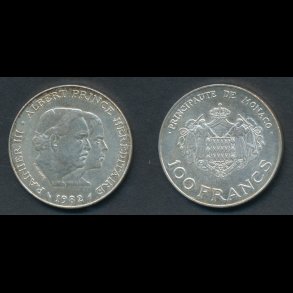1982, Monaco, Rainier III, 100 francs, 01