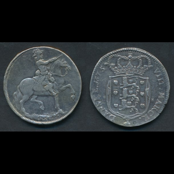 1675, Christian V, 2 krone grsbund, 1/1+, H72, lbnr2,