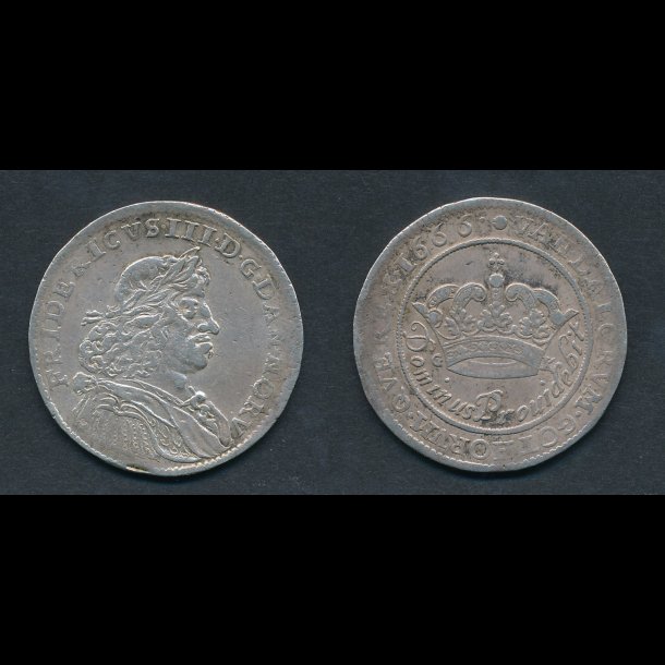 1666, Frederik III, 2 mark, 1,  H107A, 