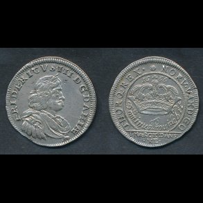 1666, Frederik III, 1 mark, 1+, H111, NEDSAT fra 2.900,-kr