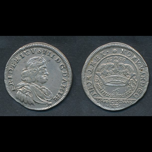 1666, Frederik III, 1 mark, 1+, H111, 