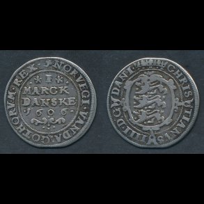 1606, Christian IV, marck, H77C, 1(+), NEDSAT fra 4.500,-kr
