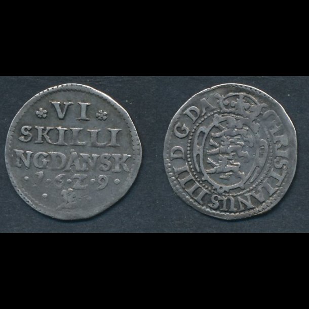 1629, Christian IV, VI skilling, H139A, 1