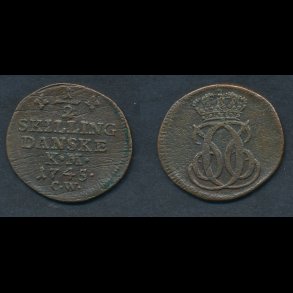 1745, Christian VI, � skilling, H7B, 1(+)