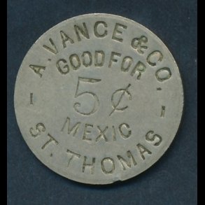Sieg 62, A. Vance & Co, 5 cents, 1+